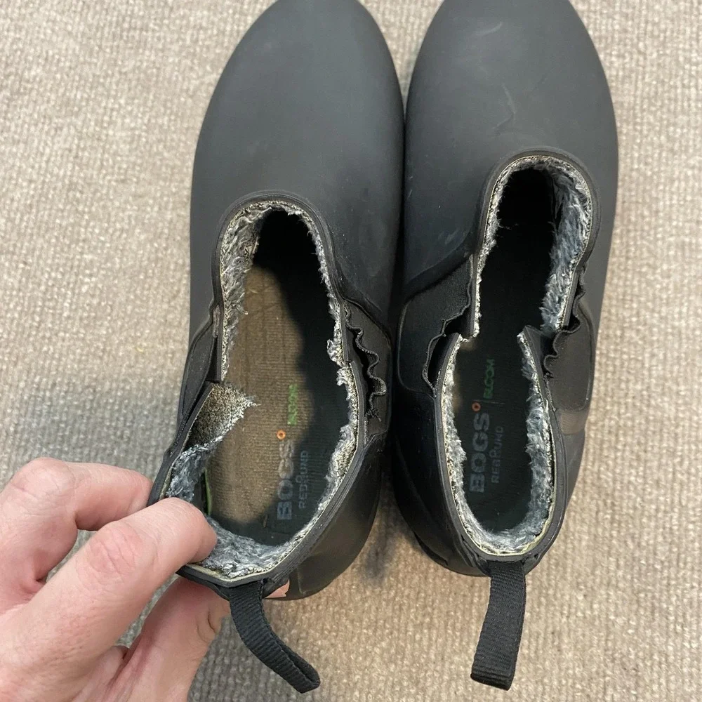 Bogs Rain Boots Womens‎ Size 10 Black Rubber Faux Fur Ankle Chelsea 72421-001